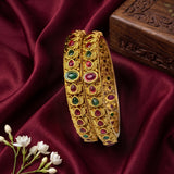 Traditional Antique Gold Temple Design Bangle Set Of 2 JH8203