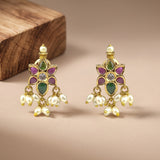 Elegant Gold Finish Antique Pearl Stud Earrings JH8298