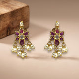 Elegant Gold Finish Antique Pearl Stud Earrings JH8298