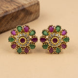 Elegant Gold Finish Antique Pearl Stud Earrings JH8301