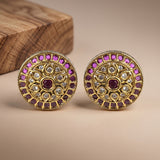 Elegant Gold Finish Antique Pearl Stud Earrings JH8302