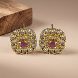 Elegant Gold Finish Antique Pearl Stud Earrings JH8303