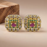Elegant Gold Finish Antique Pearl Stud Earrings JH8303