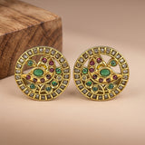 Elegant Gold Finish Antique Pearl Stud Earrings JH8304