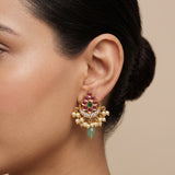 Elegant Gold Finish Antique Pearl Stud Earrings JH8308