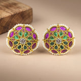 Elegant Gold Finish Antique Pearl Stud Earrings JH8309