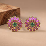 Elegant Gold Finish Antique Pearl Stud Earrings JH8313