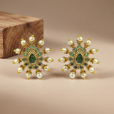 Elegant Gold Finish Antique Pearl Stud Earrings JH8314