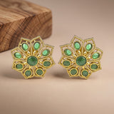 Elegant Gold Finish Antique Pearl Stud Earrings JH8315
