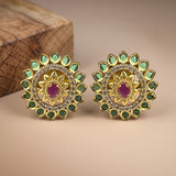 Elegant Gold Finish Antique Pearl Stud Earrings JH8316