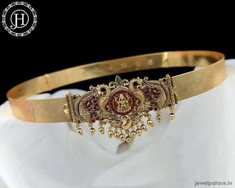 Exclusive Gold Plated With Kemp Stone South Indian Traditional Hip Belt JH832