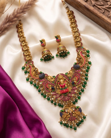 Exclusive Gold Finish Antique Lakshmi Motif Temple Haram JH8353