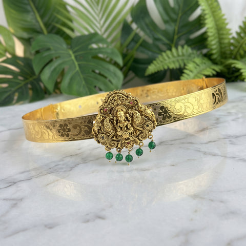 Classic Lakshmi Nakash Hip Belt Antique Gold Temple Vaddanam JH8396