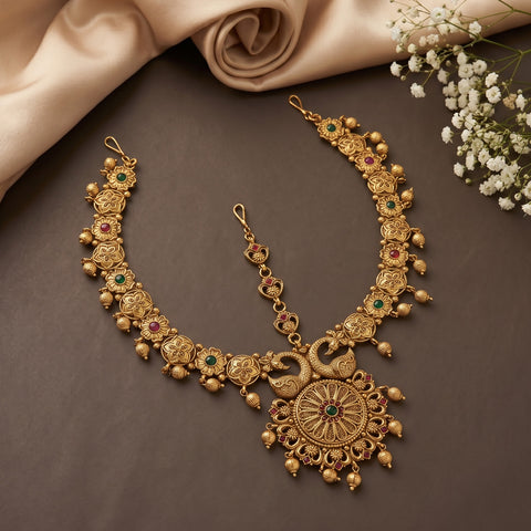 Exclusive Gold Plated kemp Stone Premium Wedding Tikka JH8452