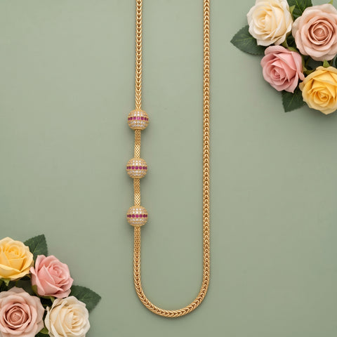 Elegant Traditional Mugappu Long Chain Micro Gold Plated JH8519