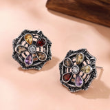 Oxidised Silver Stud Earrings Traditional and Trendy Design JH8522