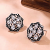 Oxidised Silver Stud Earrings Traditional and Trendy Design JH8522