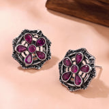 Oxidised Silver Stud Earrings Traditional and Trendy Design JH8522