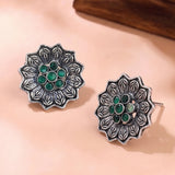Oxidised Silver Stud Earrings Traditional and Trendy Design JH8523