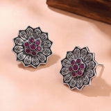 Oxidised Silver Stud Earrings Traditional and Trendy Design JH8523