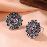 Oxidised Silver Stud Earrings Traditional and Trendy Design JH8523