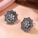 Oxidised Silver Stud Earrings Traditional and Trendy Design JH8523