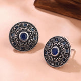 Oxidised Silver Stud Earrings Traditional and Trendy Design JH8524
