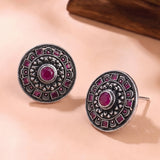 Oxidised Silver Stud Earrings Traditional and Trendy Design JH8524