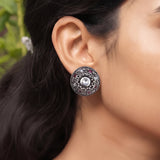 Oxidised Silver Stud Earrings Traditional and Trendy Design JH8524