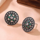 Oxidised Silver Stud Earrings Traditional and Trendy Design JH8525