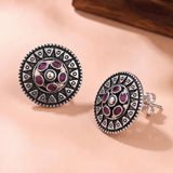 Oxidised Silver Stud Earrings Traditional and Trendy Design JH8525