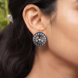 Oxidised Silver Stud Earrings Traditional and Trendy Design JH8525