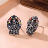 Oxidised Silver Stud Earrings Traditional and Trendy Design JH8526