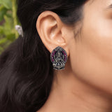 Oxidised Silver Stud Earrings Traditional and Trendy Design JH8526