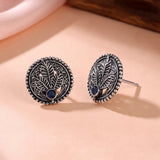 Oxidised Silver Stud Earrings Traditional and Trendy Design JH8527