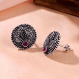 Oxidised Silver Stud Earrings Traditional and Trendy Design JH8527