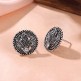 Oxidised Silver Stud Earrings Traditional and Trendy Design JH8527