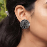Oxidised Silver Stud Earrings Traditional and Trendy Design JH8527