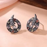 Oxidised Silver Stud Earrings Traditional and Trendy Design JH8528