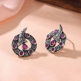Oxidised Silver Stud Earrings Traditional and Trendy Design JH8528