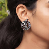 Oxidised Silver Stud Earrings Traditional and Trendy Design JH8528