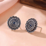 Oxidised Silver Stud Earrings Traditional and Trendy Design JH8529
