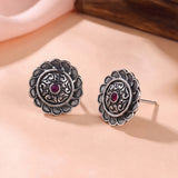 Oxidised Silver Stud Earrings Traditional and Trendy Design JH8529