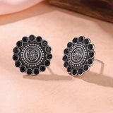 Oxidised Silver Stud Earrings Traditional and Trendy Design JH8530