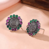 Oxidised Silver Stud Earrings Traditional and Trendy Design JH8530