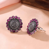 Oxidised Silver Stud Earrings Traditional and Trendy Design JH8530