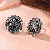 Oxidised Silver Stud Earrings Traditional and Trendy Design JH8530