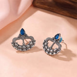 Oxidised Silver Stud Earrings Traditional and Trendy Design JH8531