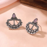 Oxidised Silver Stud Earrings Traditional and Trendy Design JH8531