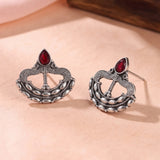 Oxidised Silver Stud Earrings Traditional and Trendy Design JH8531